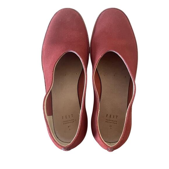 FEIT Hand Sewn Ballet Flats in Rust LEather & Suede IT Size 37/ US 7 - Picture 4 of 8